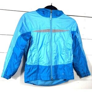 L.L.Bean Women’s Small Blue Hooded Windbreaker Rain Jacket Reflective Trim